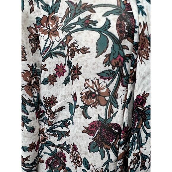 Bp Womens Blouse Multicolor Floral Long Sleeve‎ Scoop Neck Elastic Cuff M - Picture 5 of 8